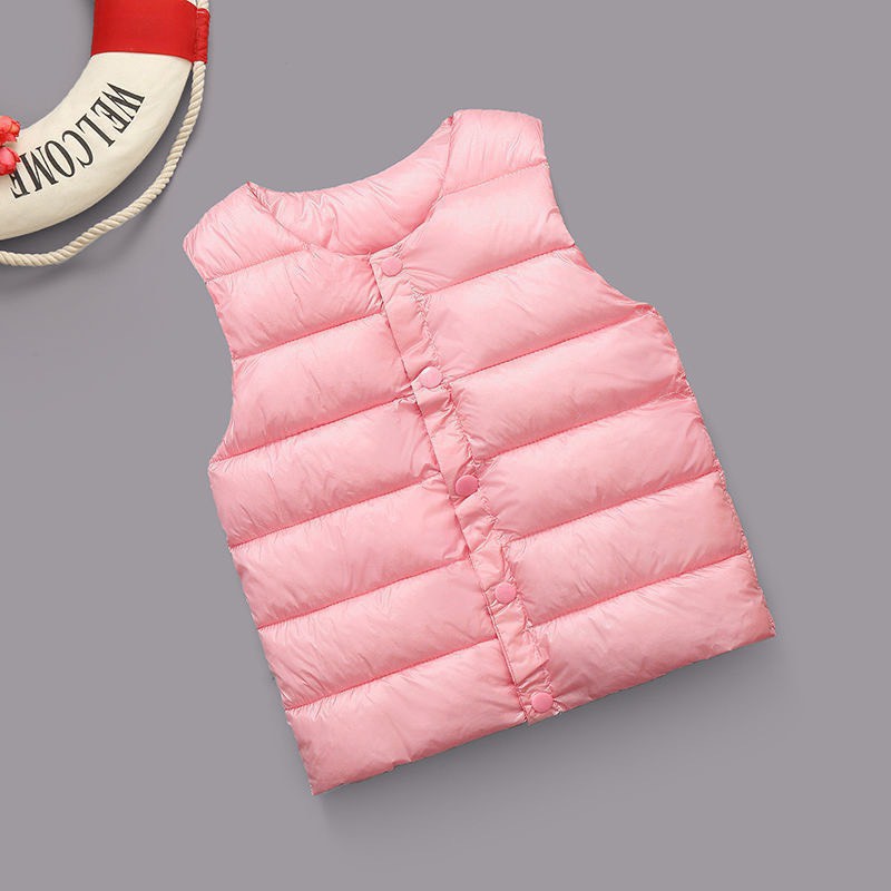 Áo phao gile thu đông cài cúc bé trai bé gái size 90 - 130, cho bạn từ 8-20kg. Chất phao lót bông siêu nhẹ, mịn tay