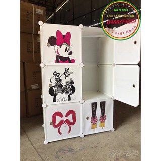 Tủ quần áo 6 ngăn Chuột Mickey, Sâu 47cm ảnh thật, tủ nhựa ghép, tủ đa năng hú hí