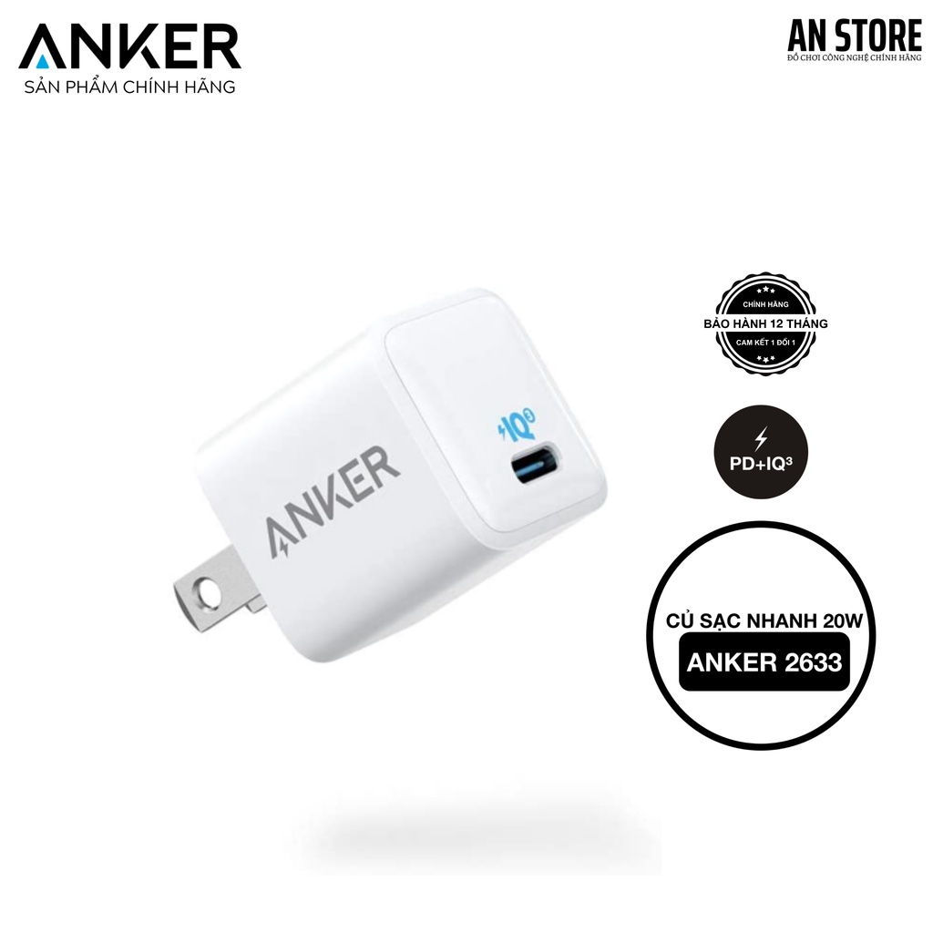 Củ sạc nhanh Anker 20w A2633 PowerPort III Nano 1 cổng USB-C