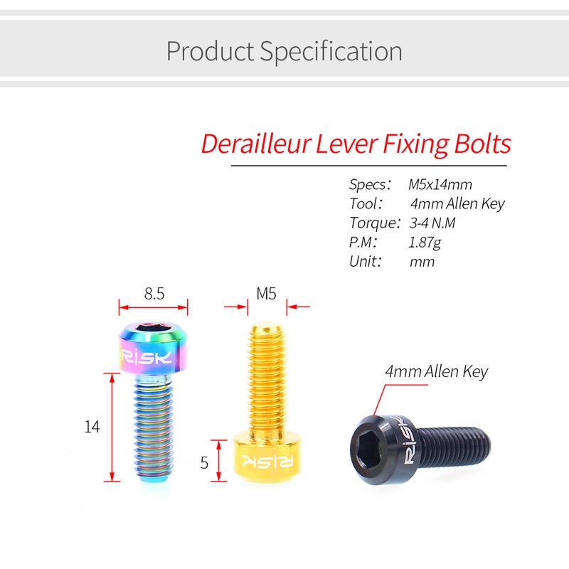 Set 2 Ốc Vít Titan M5X14mm Cố Định Tay Thắng Xe Đạp Leo Núi