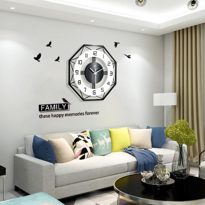 Đồng hồ decor treo tường lục giác