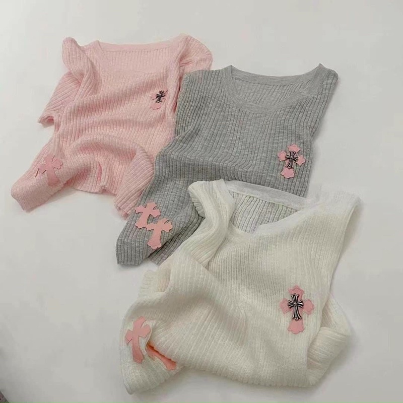 ÁO LEN MỎNG CHỮ THẬP SANG CHẢNH MS11742