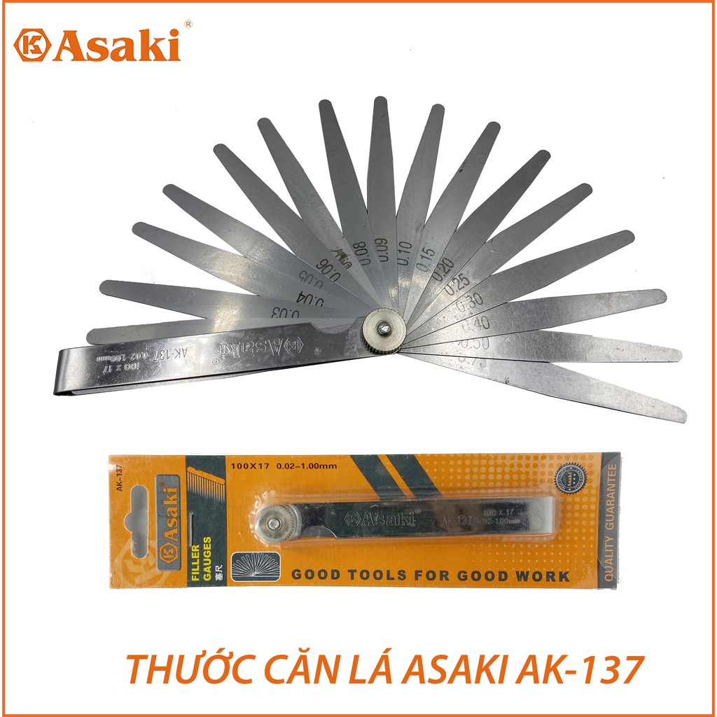 Thước đo khe hở 17 lá Asaki AK-137 , Dưỡng đo độ dày, Thước căn lá