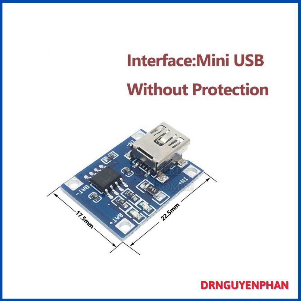 Mạch 1S 1A Micro USB, bảo vệ sạc và xả 1 pin Li-ion 3.7V và có led báo sạc