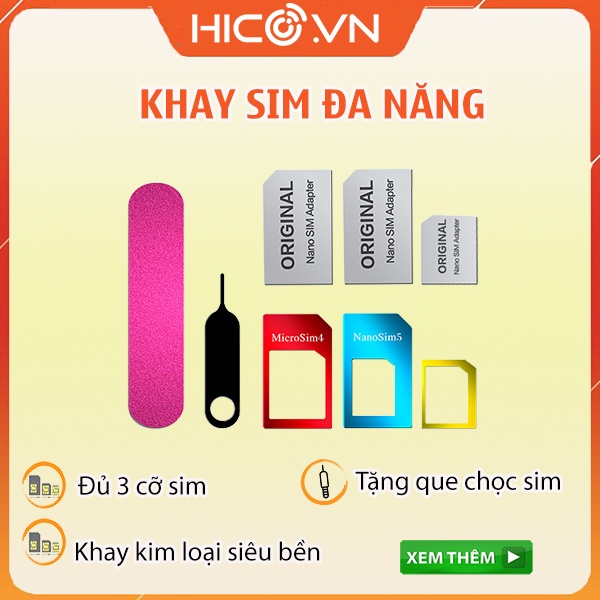 Áo Sim, Bộ chuyển đổi sim đa năng dùng tât cả các cỡ, micro sim, nano sim, sim thường,  Tặng kèm que chọc sim