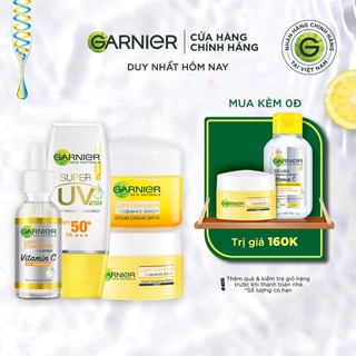 Bộ sản phẩm 3 bước dưỡng sáng và bảo vệ da toàn diện ngày và đêm Garnier Light Complete