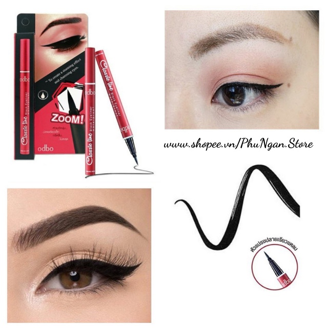 (Dễ vẽ)Kẻ mắt nước Odbo Classic Line Black Eyeliner Waterproof OD310 Thái Lan