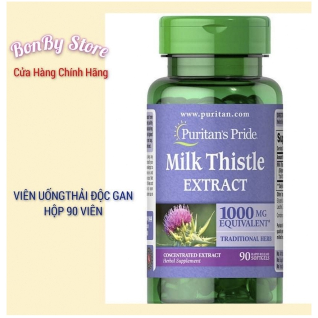 (Bill Hãng) Viên Uống Thải Độc Gan, Bổ Gan Milk Thistle Extract Puritain'sPride