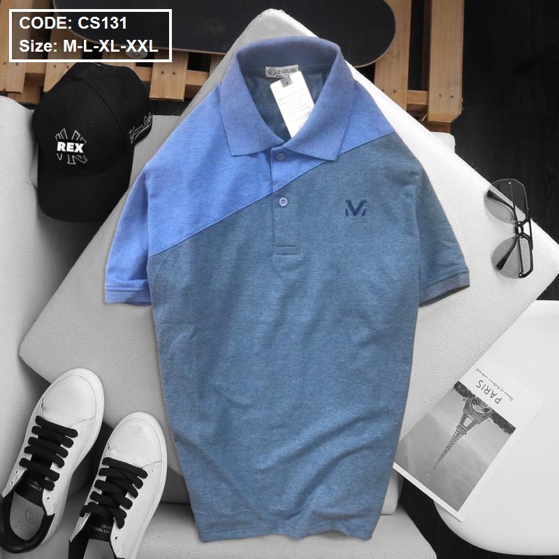 Áo polo nam cổ trụ, thun Phối vai cao cấp from chuẩn, thiết kế phong cách sang trọng,JULIDO51
