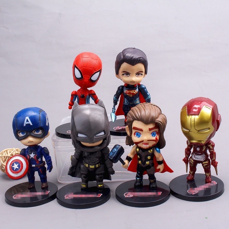 Bộ 6 mô hình siêu anh hùng Marvel Avengers, siêu nhân trang trí bánh kem