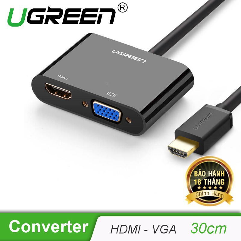 Cáp Chuyển HDMI to VGA+HDMI + AUdio 3.5mm Cao cấp Ugreen 40744 Chính Hãng CM101