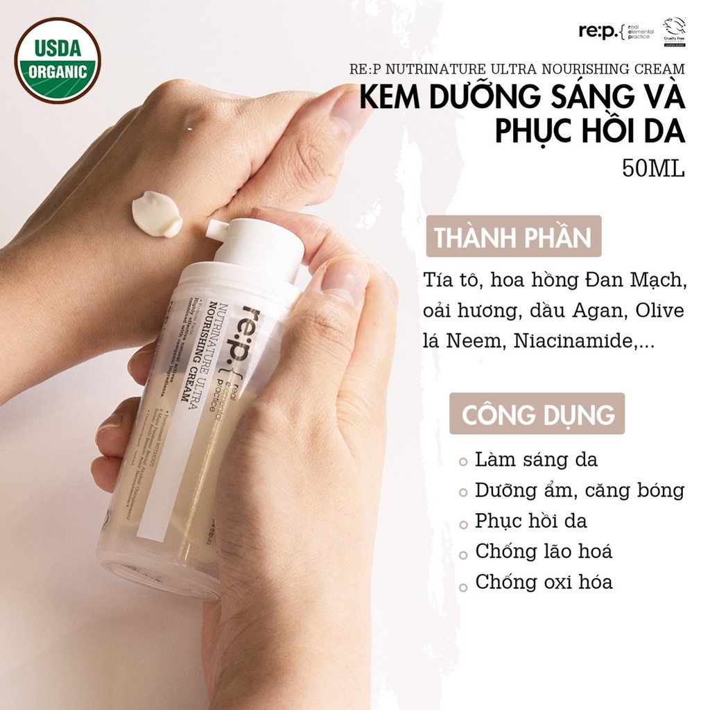 Kem Dưỡng Sáng Và Phục Hồi Da Re:p Nutrinature Ultra Nourishing Cream 50ml