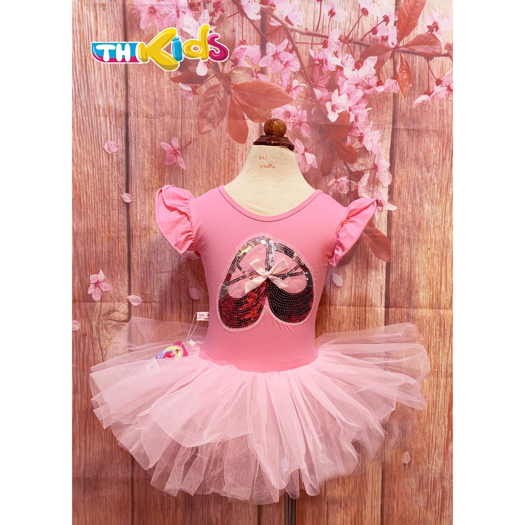 Váy Múa Ballet Trẻ Em Mẫu Thêu Kim Sa Hình Giày Chân Váy Xòe