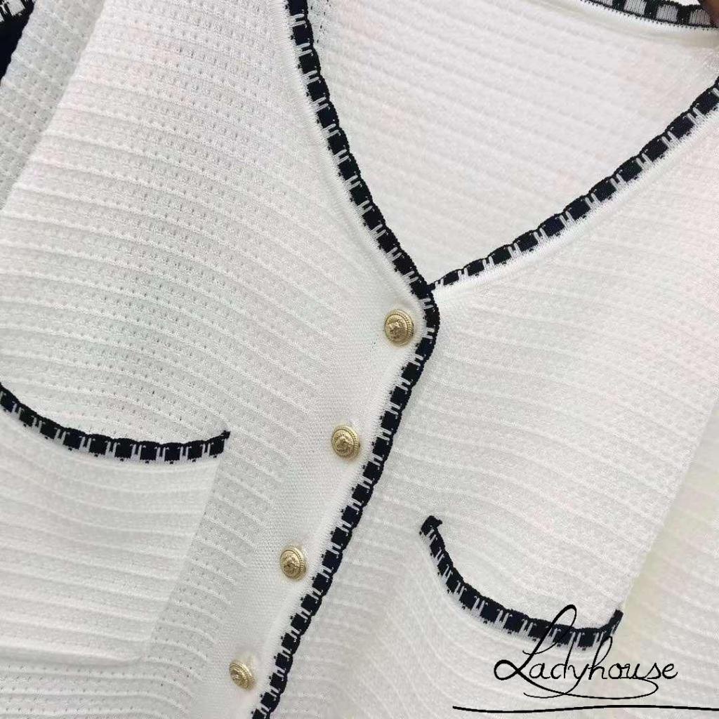 Áo khoác cardigan dệt kim cổ chữ V tay dài dáng rộng phối túi thanh lịch cho nữ