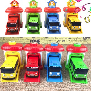 Đồ chơi Xe buýt Tayo The little bus mô hình xe Tayo và những người bạn bộ 4 chiếc xe và nhà đẩy