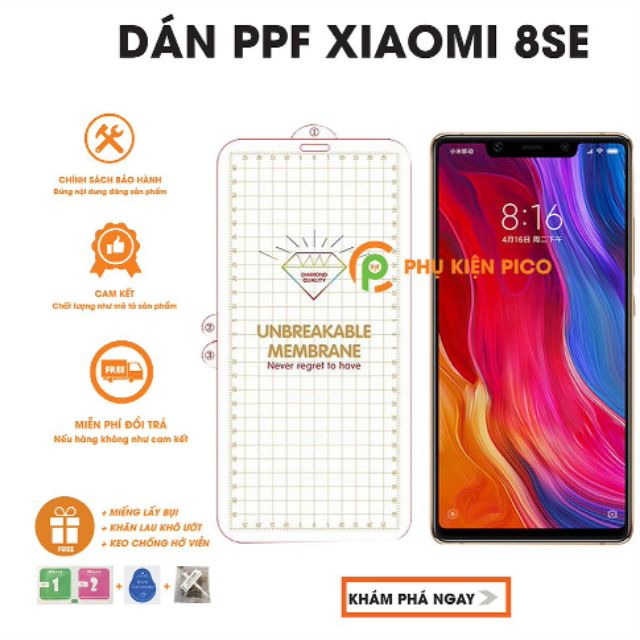 Bộ dán dẻo PPF 2 mặt cho Xiaomi Mi 8SE bảo vệ máy toàn diện