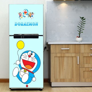 Decal trang trí tủ lạnh chất liệu cao cấp - Mẫu Đôrêmon bong bóng bay