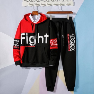 Set Đồ Nam Dài Tay Mũ Trùm Đầu Túi Bụng FIGHT Chất Thun Nỉ Dày Dặn HNDC V2 TinaStore MEN QA 055C