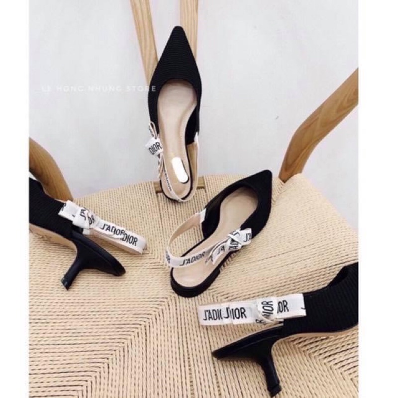Giày sandal/cao gót nữ hở eo quai dior mũi nhọn bệt mềm êm chân