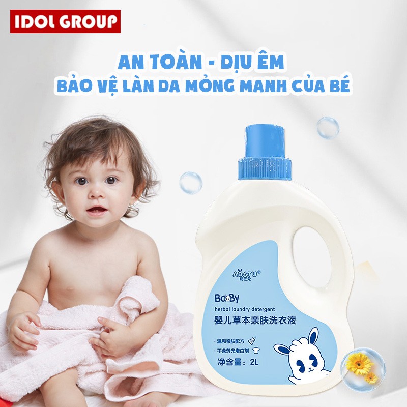 Nước Giặt Quần Áo Trẻ Em Mềm Mại Kháng Khuẩn Chai 2 lít hàng Chính Hãng không Chất làm trắng Hóa Học