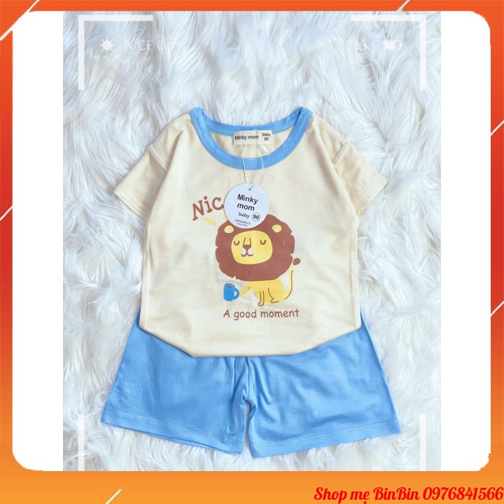 Bộ cộc tay Minky Mom chuẩn thun lạnh loại 1 siêu mềm mịn, thoáng mát cho bé từ 5 tới 17kg