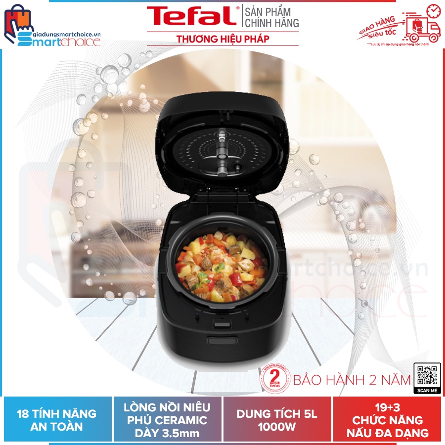 Nồi áp suất Tefal Smart Pro Multicooker CY625868 - Nồi nấu đa năng - Lòng nồi niêu tráng sứ dày 3.5mm - Nấu chân khô