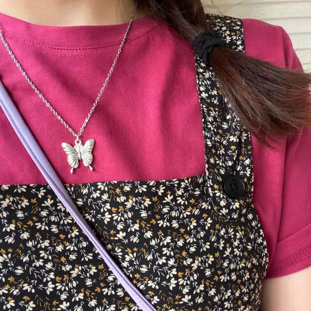 Dây Chuyền Mặt Hình Bướm Kim Loại Phong Cách Cổ Điển Cá Tính