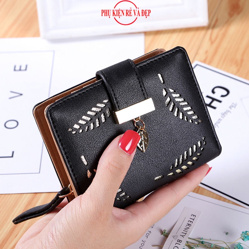 Ví Ngắn Nữ Mini Cầm Tay LEAF Gấp 3 Nhỏ Gọn Nhiều Ngăn Tiện Dụng PKR19