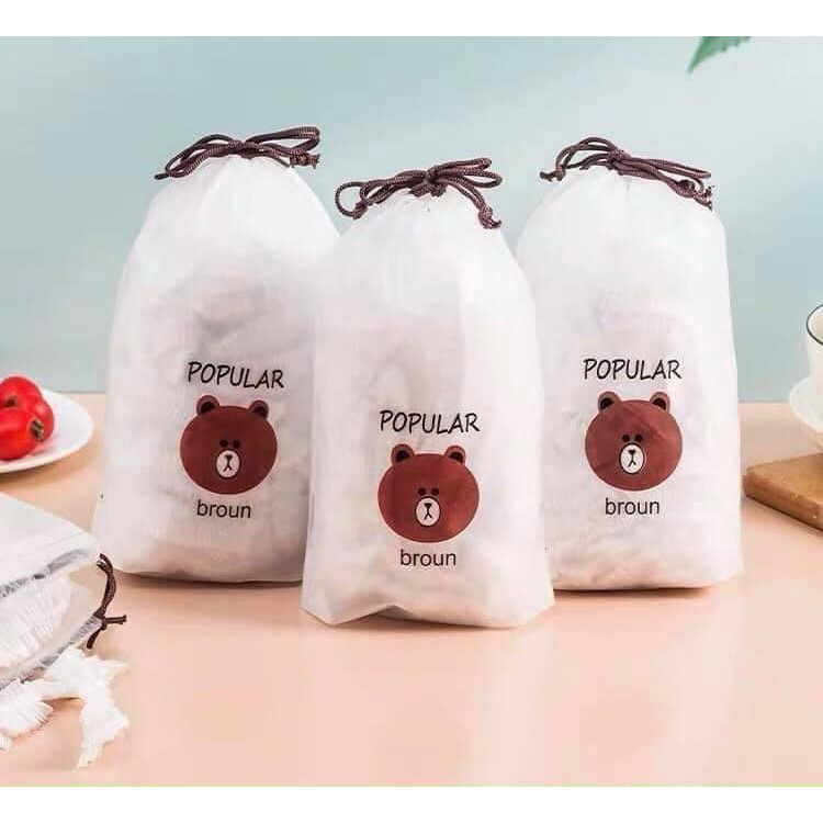 🐻Combo 100🐻 Màng Bọc Thực Phẩm Có Chun GẤU BROWN