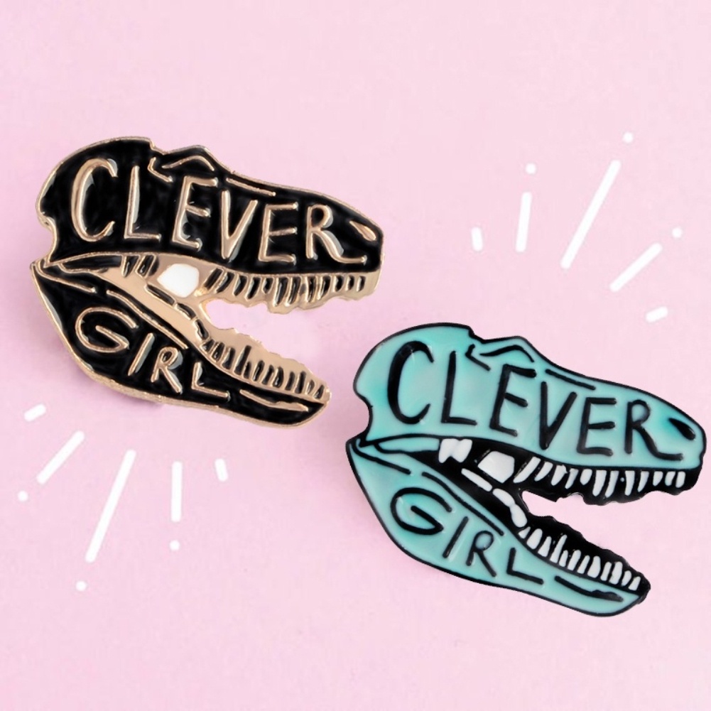 YOML✔Dinosaur Head Letters Print Enamel Unisex Brooch Pin Coat Sweater Shirt Ornament