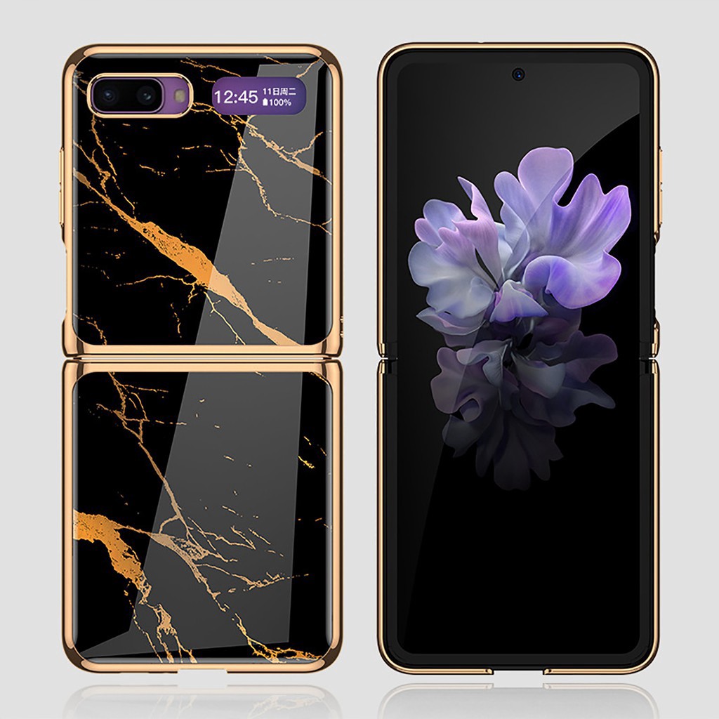 Ốp điện thoại PC mặt kính mạ điện phong cách thời trang bảo vệ cho Samsung Galaxy Z Flip