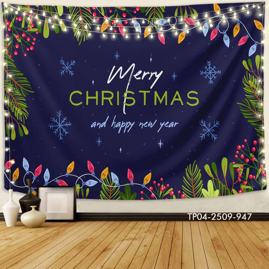 Tranh vải treo tường trang trí GIÁNG SINH, decor NOEL MERRY CHRISMAS, (TẶNG móc treo, miếng dán 2 mặt)