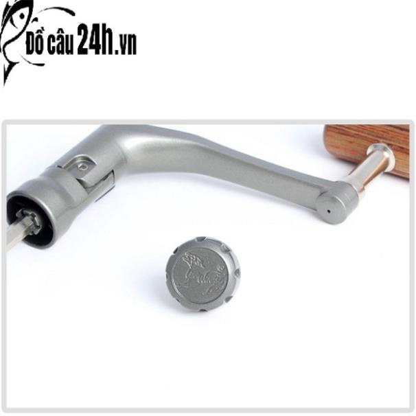 Tay quay máy câu núm gỗ tay quay máy câu shimano kim loại _ shop đồ câu Phía bắc