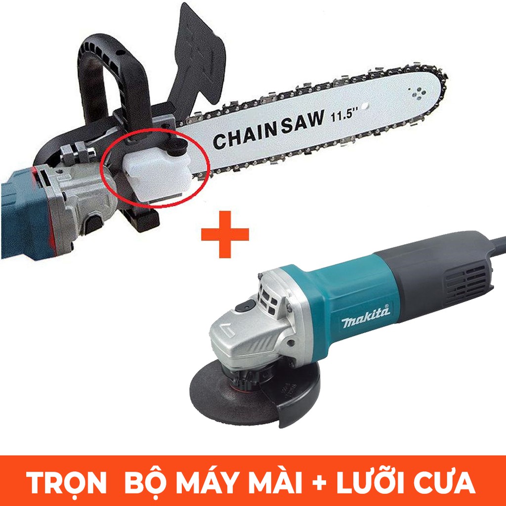 Máy mài góc MAKITA 9556 + Lưỡi cưa xích - Biến máy mài thành máy cưa siêu rẻ - Xẻ gỗ - Tỉa cành - Đánh bóng - Ch