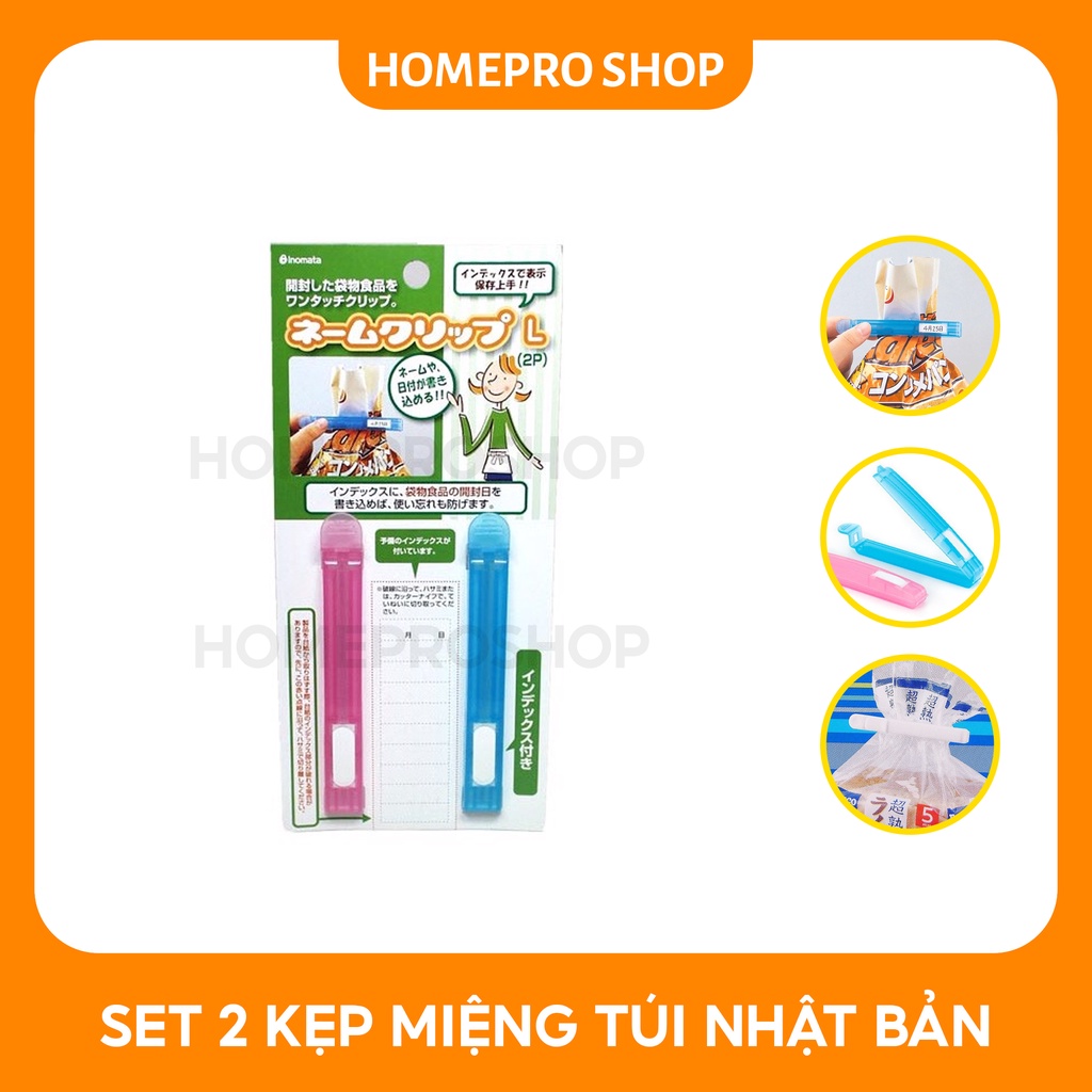 Kẹp Túi bảo Quản Thực Phẩm có nhãn ghi size L INOMATA Nhật Bản