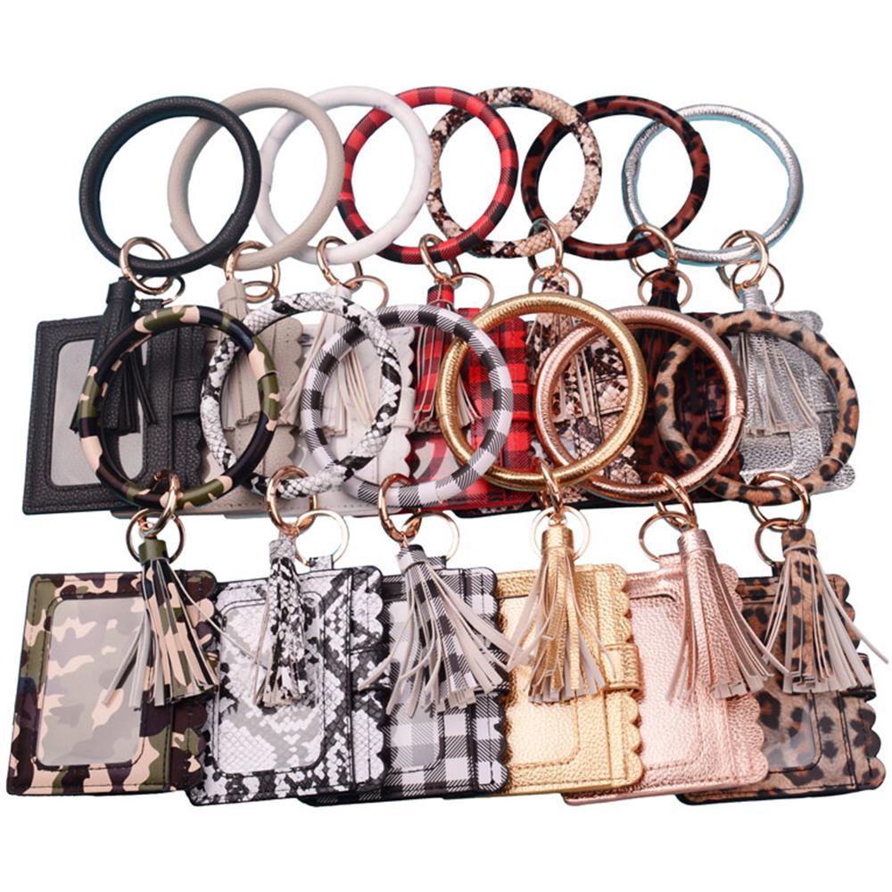 Ví Đựng Thẻ Mini Họa Tiết Da Rắn Phối Móc Khóa Tua Rua Thời Trang