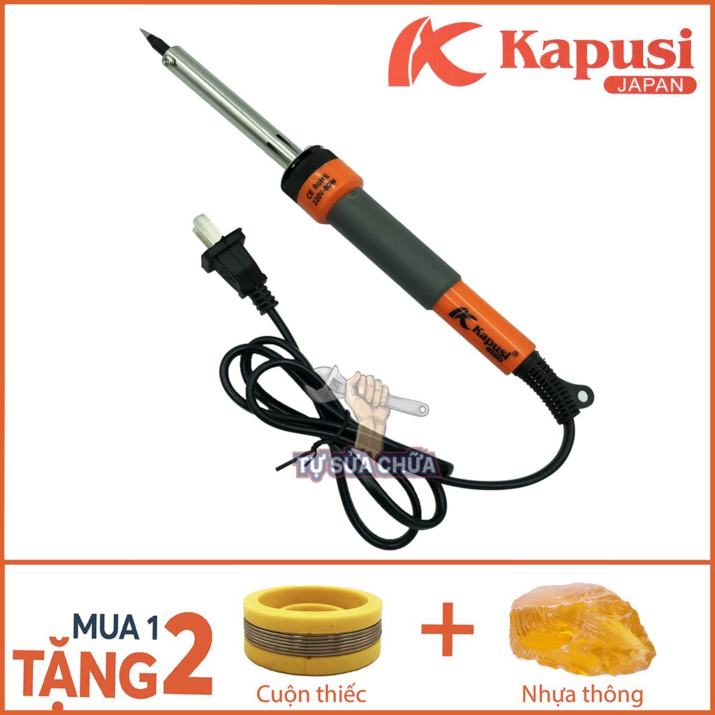 Mỏ hàn nhiệt 80W Kapusi K-9038 tặng kèm cuộn thiếc và nhựa thông - Mỏ hàn chì