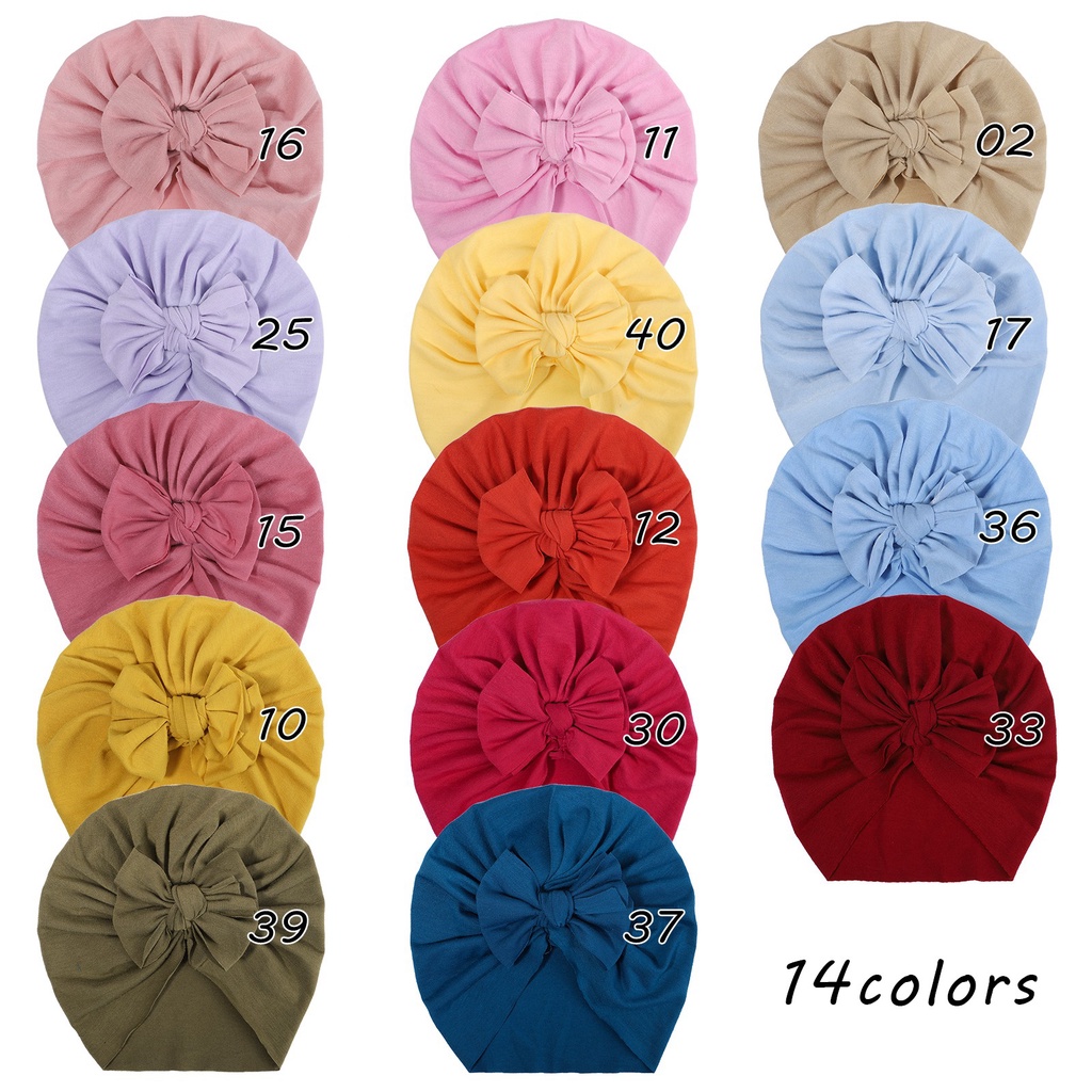 Nón trùm đầu KIDSBOWS vải lụa sữa co giãn thời trang mùa hè xinh xắn 14 màu sắc khác nhau cho bé gái
