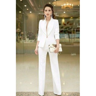 Sét áo kiểu áo vest tay lửng và quần ống suông rộng