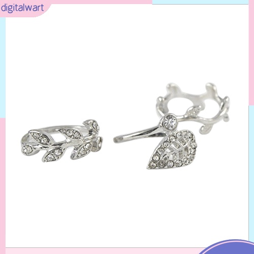 Bộ 3 nhẫn đeo khớp ngón tay hình lá dát đá sáng bóng sang trọng