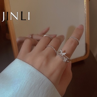  Bộ 4 nhẫn hợp kim mạ bạc hình bướm đính đá xinh xắn cho nữ