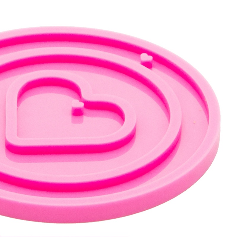 Khuôn Silicone Làm Móc Khóa Hình Tròn / Trái Tim Lấp Lánh DIY