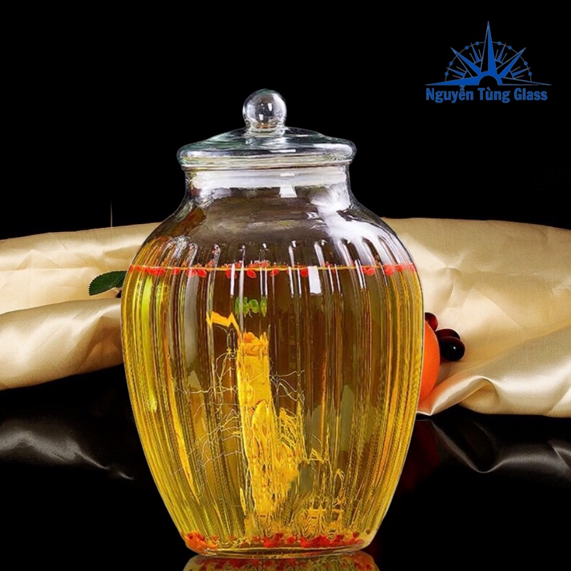 Bình Ngâm Rượu Thủy Tinh bí Sọc .10 Lít Không Van & có van