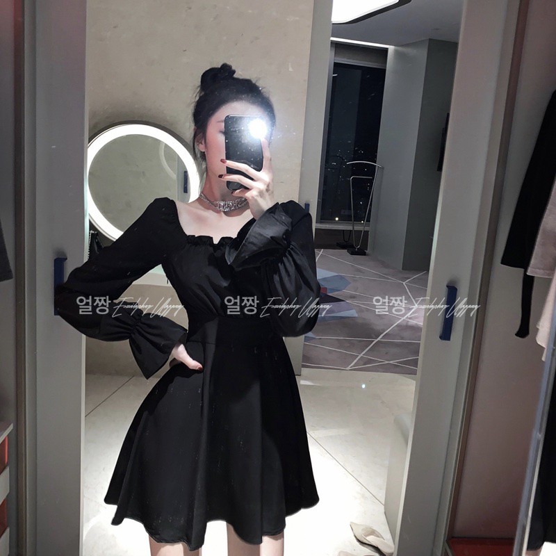 Đầm nữ dáng xòe đan dây lưng tay dài Emilyshop