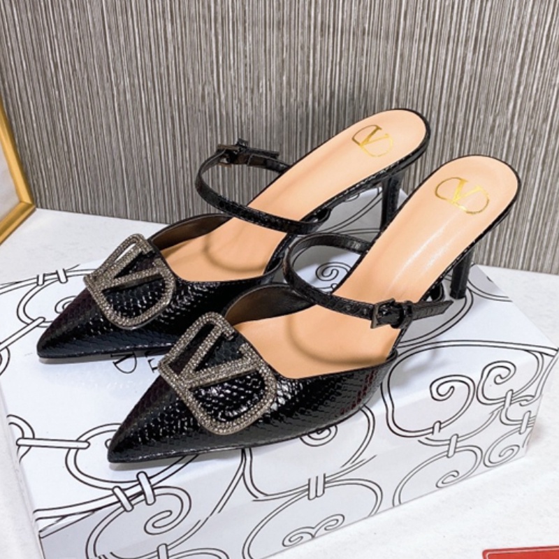 Valentino Giày Cao Gót 8Cm Mũi Nhọn Chất Liệu Da Thời Trang Cho Nữ