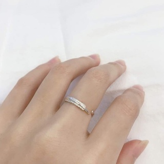 Nhẫn bạc nữ moonsilver lá lông vũ mở đơn giản freesize