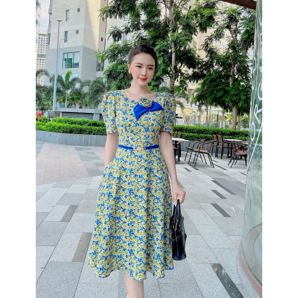 ĐẦM XÒE HOA TIỂU THƯ CỔ KẾT HOA HỒNG – M05