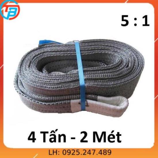 Dây cáp vải cẩu hàng 4 Tấn - bản 100mm - Hệ số 5:1 - 2 Mét CÁP THÉP Thái Bình VinàN