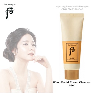 Kem tẩy trang dịu nhẹ làm mềm da Whoo Facial Cream Cleanser 40ml/ mỹ phẩm Ohui công ty chính hãng cao cấp hàn quốc