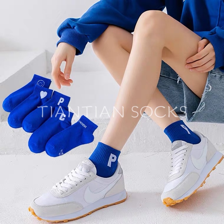 TIAN TIAN T164 Vớ nữ ngắn cổ Thể Thao cotton Cổ Thấp Màu Xanh Dương Thời Trang Xuân Hè Cho Nữ